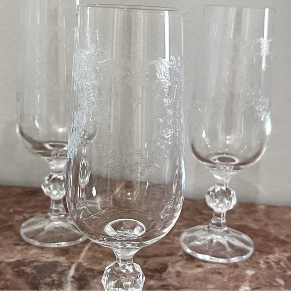 Vintage Cascade Crystal Etched Champagne Flute Wine Glasses Set of 6 – 7” Tall - Picture 8 of 11